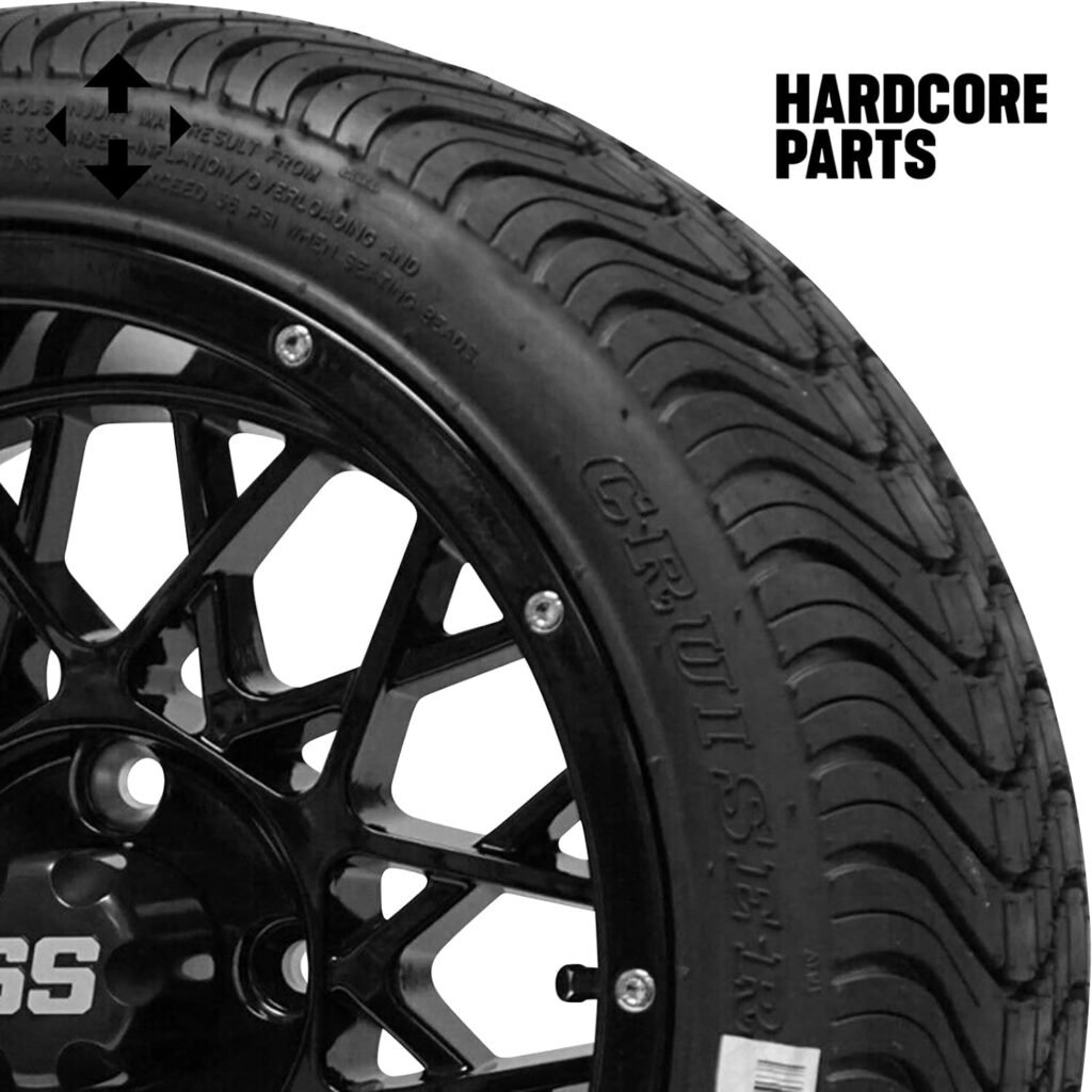 Hardcore Parts 4” Heavy Duty Double A-Arm Suspension Lift Kit for YAMAHA Drive G29 Golf Cart with 14 Black LANCER Wheels and 20x8.5-14 STINGER On-Road/Off-Road DOT rated All-Terrain tires