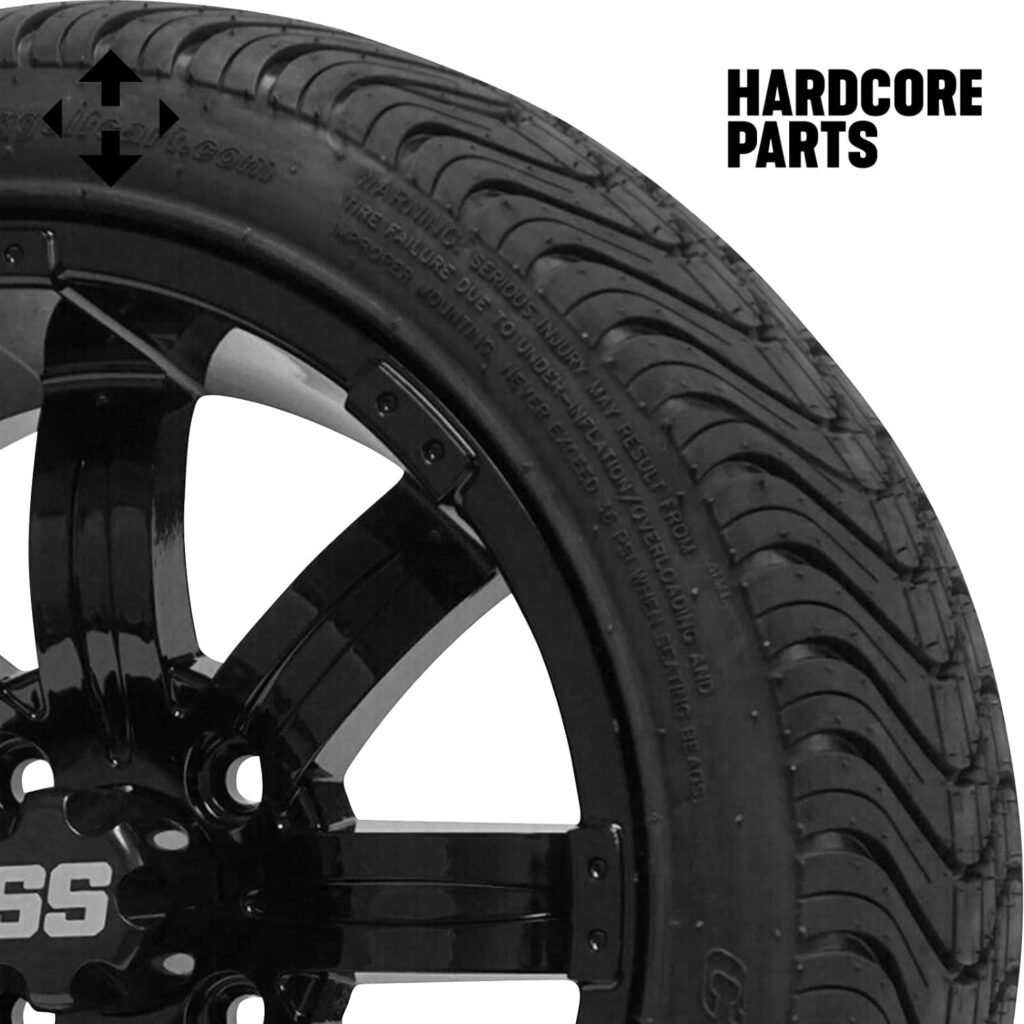 Hardcore Parts 4” Heavy Duty Double A-Arm Suspension Lift Kit for YAMAHA Drive G29 Golf Cart with 14 Black LANCER Wheels and 20x8.5-14 STINGER On-Road/Off-Road DOT rated All-Terrain tires