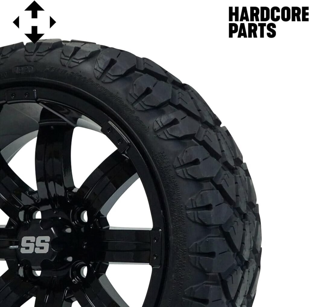 Hardcore Parts 4” Heavy Duty Double A-Arm Suspension Lift Kit for YAMAHA Drive G29 Golf Cart with 14 Black LANCER Wheels and 20x8.5-14 STINGER On-Road/Off-Road DOT rated All-Terrain tires