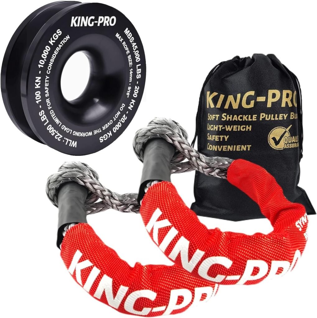 KING-PRO Recovery Ring 7/16x20 Soft Shackle 35,000lbs Breaking Strength with Snatch Ring 45,000lbs for Full-Size Truck Large SUVs Offroad Vehicels 1-Pack (Red-Black)