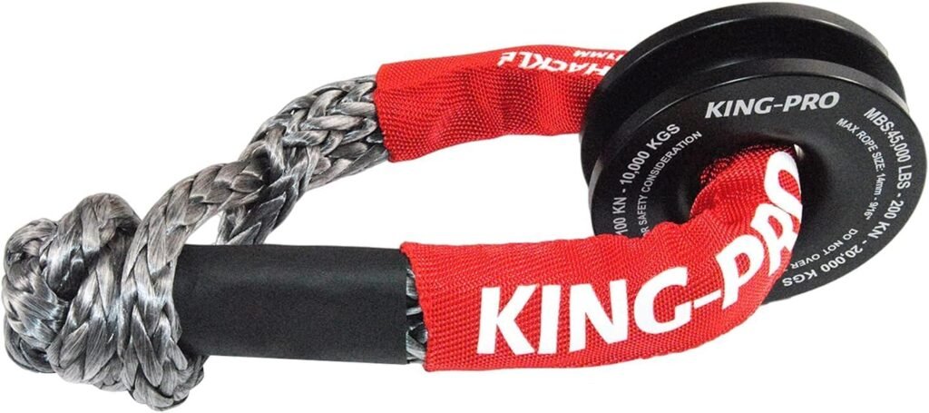 KING-PRO Recovery Ring 7/16x20 Soft Shackle 35,000lbs Breaking Strength with Snatch Ring 45,000lbs for Full-Size Truck Large SUVs Offroad Vehicels 1-Pack (Red-Black)