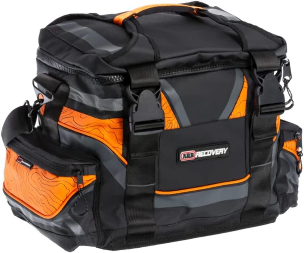 ARB ARB501A Orange and Black Updated Large Recovery Equipment Bag, Biggest Size, Fits Three Straps, Pulley, Damper, Gloves and Two Shackles