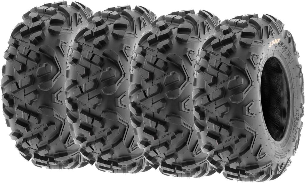 Set of 4 SunF Power.II ATV UTV Tires 19x7-8 Front  19x7-8 Rear, All-Terrain Off Road, 6 PR, A051