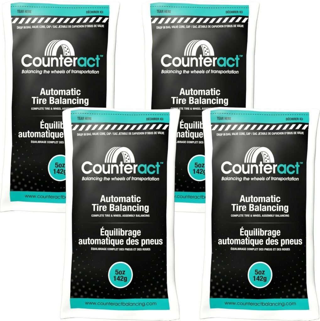 Counteract 10OZ-B4 Centrifugal Force Tire/Wheel Balancing Beads - Off-Road Vehicles, Light Duty Truck Tires, (4) 10oz Balance Bead Bags, (4) Valve Caps and Cores